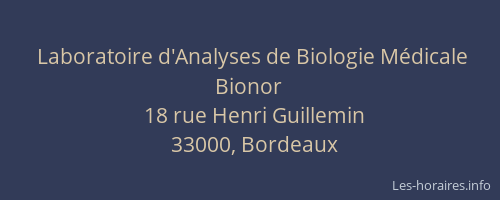 Laboratoire d'Analyses de Biologie Médicale Bionor