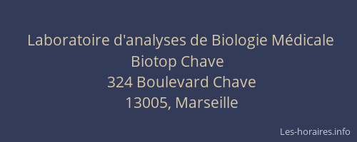 Laboratoire d'analyses de Biologie Médicale Biotop Chave
