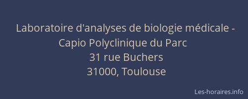Laboratoire d'analyses de biologie médicale - Capio Polyclinique du Parc