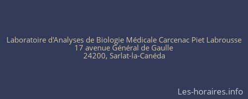 Laboratoire d'Analyses de Biologie Médicale Carcenac Piet Labrousse