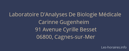 Laboratoire D'Analyses De Biologie Médicale Carinne Gugenheim