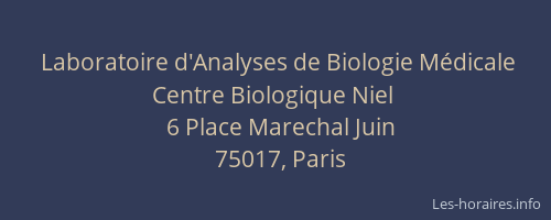 Laboratoire d'Analyses de Biologie Médicale Centre Biologique Niel
