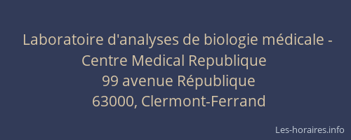 Laboratoire d'analyses de biologie médicale - Centre Medical Republique