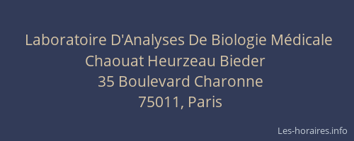 Laboratoire D'Analyses De Biologie Médicale Chaouat Heurzeau Bieder