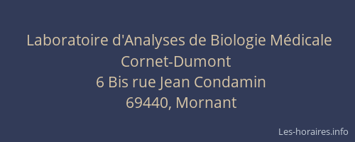 Laboratoire d'Analyses de Biologie Médicale Cornet-Dumont