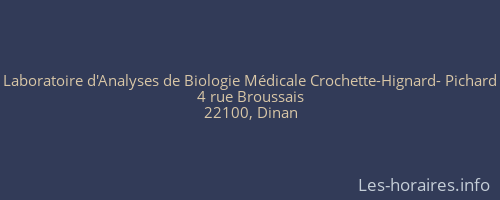 Laboratoire d'Analyses de Biologie Médicale Crochette-Hignard- Pichard