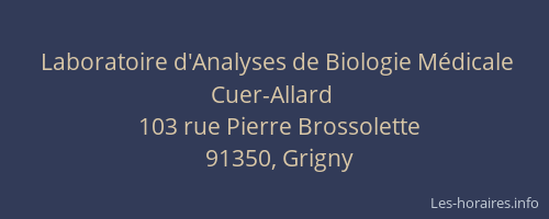 Laboratoire d'Analyses de Biologie Médicale Cuer-Allard