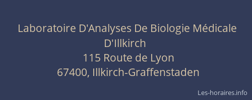 Laboratoire D'Analyses De Biologie Médicale D'Illkirch