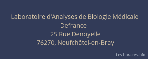 Laboratoire d'Analyses de Biologie Médicale Defrance