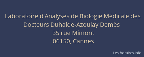 Laboratoire d'Analyses de Biologie Médicale des Docteurs Duhalde-Azoulay Demès