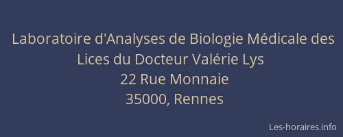 Laboratoire d'Analyses de Biologie Médicale des Lices du Docteur Valérie Lys