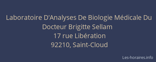 Laboratoire D'Analyses De Biologie Médicale Du Docteur Brigitte Sellam