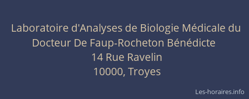 Laboratoire d'Analyses de Biologie Médicale du Docteur De Faup-Rocheton Bénédicte