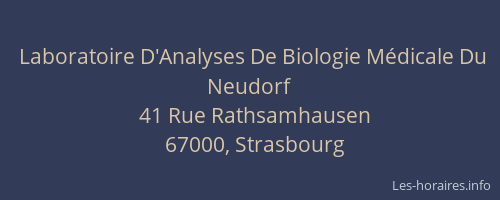 Laboratoire D'Analyses De Biologie Médicale Du Neudorf