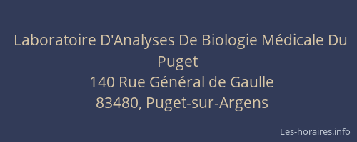 Laboratoire D'Analyses De Biologie Médicale Du Puget