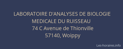 LABORATOIRE D'ANALYSES DE BIOLOGIE MEDICALE DU RUISSEAU