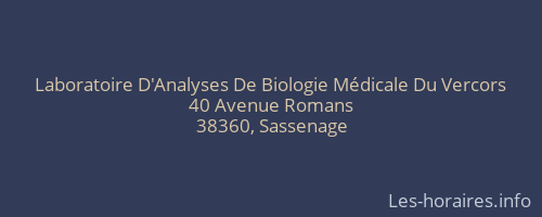 Laboratoire D'Analyses De Biologie Médicale Du Vercors