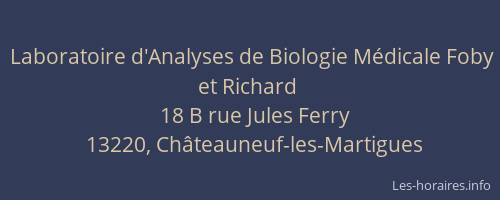 Laboratoire d'Analyses de Biologie Médicale Foby et Richard