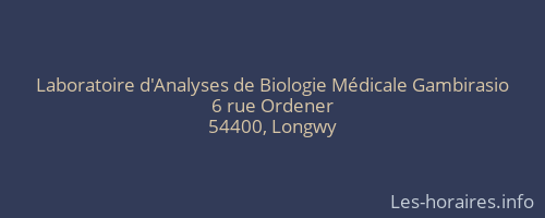 Laboratoire d'Analyses de Biologie Médicale Gambirasio