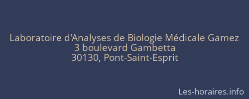 Laboratoire d'Analyses de Biologie Médicale Gamez