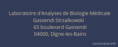 Laboratoire d'Analyses de Biologie Médicale Gassendi Strzalkowski