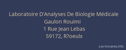 Laboratoire D'Analyses De Biologie Médicale Gaulon Rouimi