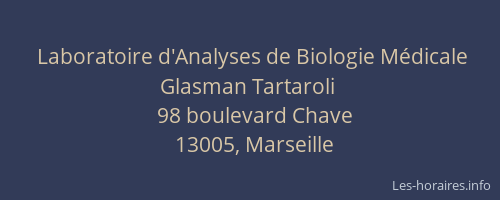 Laboratoire d'Analyses de Biologie Médicale Glasman Tartaroli