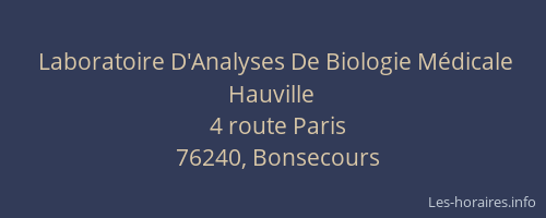 Laboratoire D'Analyses De Biologie Médicale Hauville