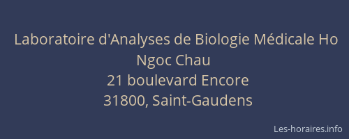 Laboratoire d'Analyses de Biologie Médicale Ho Ngoc Chau