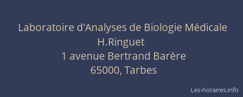 Laboratoire d'Analyses de Biologie Médicale H.Ringuet