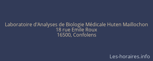 Laboratoire d'Analyses de Biologie Médicale Huten Maillochon