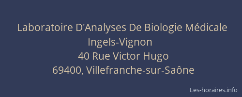 Laboratoire D'Analyses De Biologie Médicale Ingels-Vignon