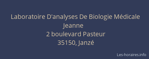 Laboratoire D'analyses De Biologie Médicale Jeanne