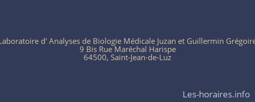 Laboratoire d' Analyses de Biologie Médicale Juzan et Guillermin Grégoire