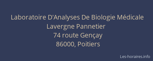 Laboratoire D'Analyses De Biologie Médicale Lavergne Pannetier
