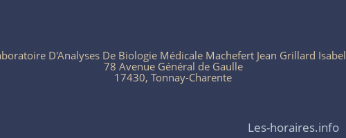 Laboratoire D'Analyses De Biologie Médicale Machefert Jean Grillard Isabelle