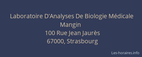 Laboratoire D'Analyses De Biologie Médicale Mangin