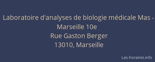 Laboratoire d'analyses de biologie médicale Mas - Marseille 10e