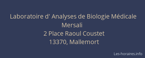 Laboratoire d' Analyses de Biologie Médicale Mersali