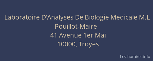 Laboratoire D'Analyses De Biologie Médicale M.L Pouillot-Maire