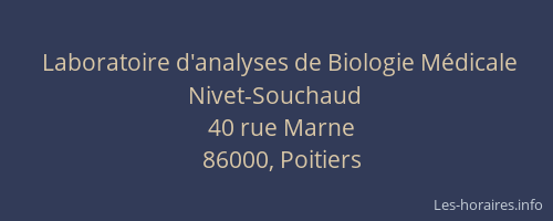 Laboratoire d'analyses de Biologie Médicale Nivet-Souchaud