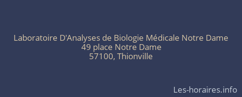 Laboratoire D'Analyses de Biologie Médicale Notre Dame