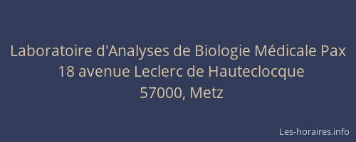 Laboratoire d'Analyses de Biologie Médicale Pax