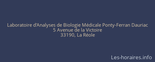 Laboratoire d'Analyses de Biologie Médicale Ponty-Ferran Dauriac