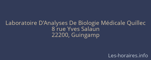 Laboratoire D'Analyses De Biologie Médicale Quillec