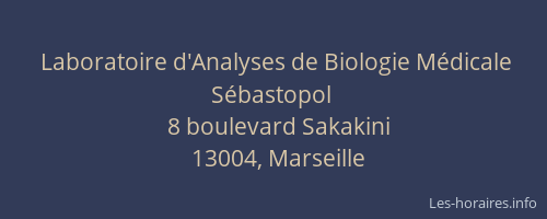 Laboratoire d'Analyses de Biologie Médicale Sébastopol