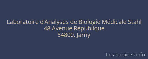 Laboratoire d'Analyses de Biologie Médicale Stahl