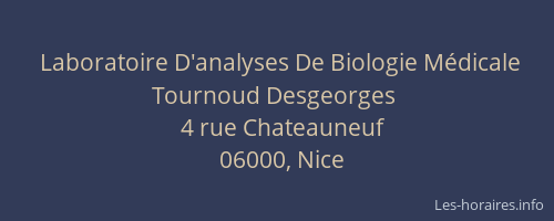 Laboratoire D'analyses De Biologie Médicale Tournoud Desgeorges