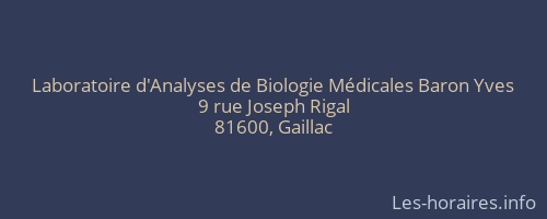 Laboratoire d'Analyses de Biologie Médicales Baron Yves
