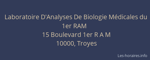 Laboratoire D'Analyses De Biologie Médicales du 1er RAM